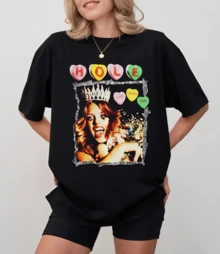 Black T-Shirt With Photo Collage And Candy Hearts From The Band Hole, Unisex Relaxed Fit - Black - View 11