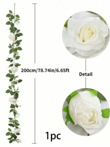 1/2件裝 2米人造玫瑰藤蔓花環，仿真花環，適用於婚禮桌、櫥櫃、書桌、房間、樓梯裝飾，花瓶填充物，人造花藤蔓，婚禮花束，居家花園室內/室外裝飾 - 彩色 - 查看 13