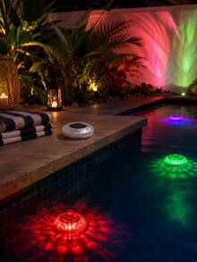 1pc Multicolor Floating Pool Disc With Solar Powered Glow For Patio Pool Hot Tub And Outdoor Decor - Solar Pool Lights - View 8