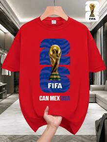 FIFA World Cup Authorization 2026 World Cup Soccer Themed Series Casual Tee - Outdoor Tee For Casual Wear, Ideal For Casual Daily Wear. 2026 World Cup - 紅色 - 查看 1