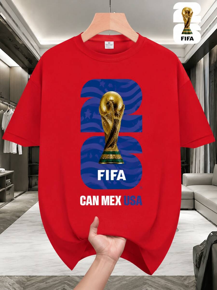 FIFA World Cup Authorization 2026 World Cup Soccer Themed Series Casual Tee - Outdoor Tee For Casual Wear, Ideal For Casual Daily Wear. 2026 World Cup - 紅色 - 查看 1