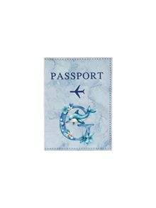 1个海豚及字母A-Z印花护照套，PU皮革旅行护照夹，海洋主题字母设计，防水证件及护照保护套，轻便旅行钱包，可存放护照、身份证及登机牌，是度假、商务旅行、海滩旅行及日常使用的理想之选，也是夏季假期、生日及旅行礼物的完美之选，多功能用途，可用作护照套、旅行证件夹、身份证套及旅行配件。 - 彩色 - 查看 15