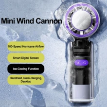 Portable Turbo Fan - 5 High-Speed Gears 4000mAh Rechargeable Mini Personal Handheld Fan With Ice Cooling, Summer Travel Essentials, Beach Vacation Gifts For Women And Men - 粉紅色 - 查看 5