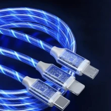 3-In-1 LED Charging Cable (1pc): Type-C, Lightning, Micro USB Interfaces - Multifunctional Charger Suitable For Smartphones, Earphones, E-Readers, Game Consoles, Power Banks And More. Great For Car, Travel And Office Use. - Multicolor - View 10