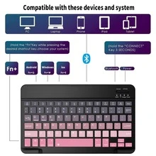 超薄可充电蓝牙键盘，便携式紧凑型无线键盘（150mAh），兼容三星Galaxy Tab、安卓、Windows平板电脑、智能手机、iOS iPad，2026年圣诞/新年礼物（黑色、粉色） - 黑粉漸變 - 查看 8
