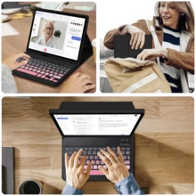 Detachable Wireless Bluetooth Keyboard (150mAh) With Pen Slot Keyboard Case Compatible With Samsung Galaxy Tab, Redm SE - 黑粉紅色 - 查看 5