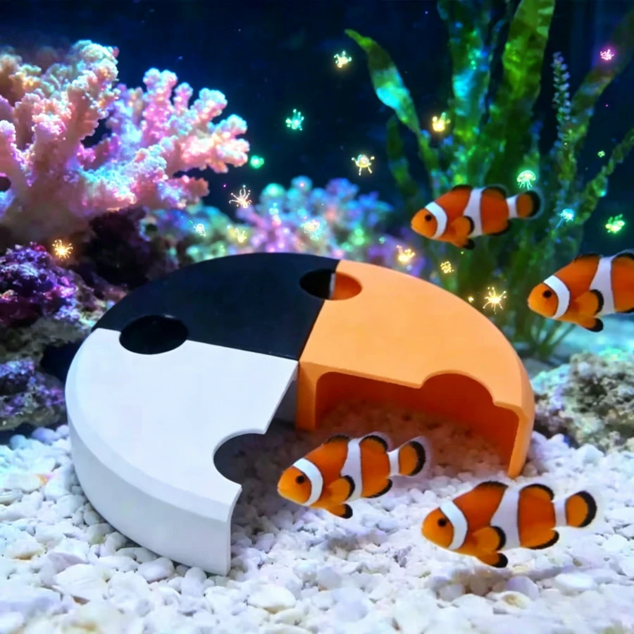 水族箱懸掛式植栽盆、魚缸壁掛式種植盆、水耕植物盆、水生植物懸掛籃、水族植物支架,適用於水族造景裝飾 - 黑與白 - 查看 1