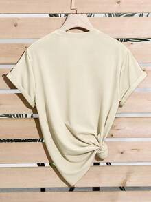 Women's Casual Short Sleeve Leopard Print T-Shirt With Heart, Graphic Tees For Women - 摩卡棕 - 查看 2