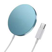 Almohadilla de carga inalámbrica magnética de 15W compatible con MagSafe 17 16 15 14 13 12 Pro Max Mini Soporte de carga inalámbrica rápida - Azul - Ver 9