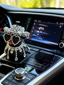 1/2pcs Décoration de voiture en canard en caoutchouc avec strass, décoration de tableau de bord mignonne avec style de lunettes à la mode et bec de canard, excellente idée de cadeau - Canard ornemental - Voir 7