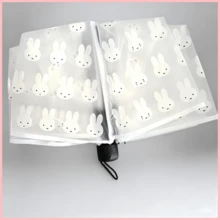 1pc Miffy Rabbit Print Matte Transparent Folding Umbrella, Portable Lightweight Compact Travel Umbrella, Cute Clear Umbrella For Women Girls Daily Use, Back To School Birthday Festival Gift Party Decor - Multicolor - View 3