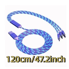 3-In-1 LED Charging Cable (1pc): Type-C, Lightning, Micro USB Interfaces - Multifunctional Charger Suitable For Smartphones, Earphones, E-Readers, Game Consoles, Power Banks And More. Great For Car, Travel And Office Use. - Multicolor - View 6