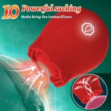 Valentine'S Day Gift: Dual-Purpose Rose Sex Product Simulation Sucking Massage Plus Vibration Stick In One: Multi-Frequency Sucking + Vibration Massage Device Gift With 10Types Of Sucking + Vibration Modes For Women,PurpleA - 新花3 - 查看 4