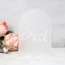 5 Inch X 7 Inch Arched Acrylic Tabletop Sign And Base, Wedding And Party Dessert Bar Sign - View 12