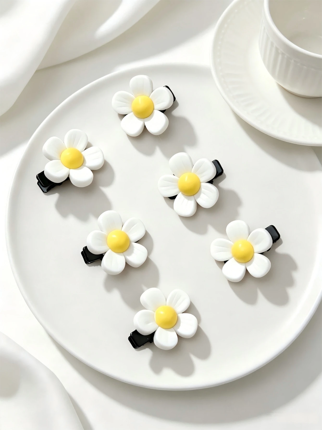 6pcs/Set Fresh Daisy Flower Hair Clips, Girly Side Claw Clips, Versatile Bangs Clips - Multicolor - View 1