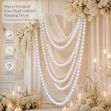 Faux Pearl Floral Garland Wedding Backdrop Decor, Pearl String Hanging Decoration Suitable For Engagement Party, Bridal Shower, Bachelor Party, Baby Shower, Tabletop Styling And DIY Party Decoration - View 4