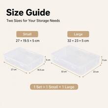 1 Large & 1 Small Stackable Transparent Document Storage Box With Lid, Moisture-Proof For Important Certificates And Files - Sets - View 2