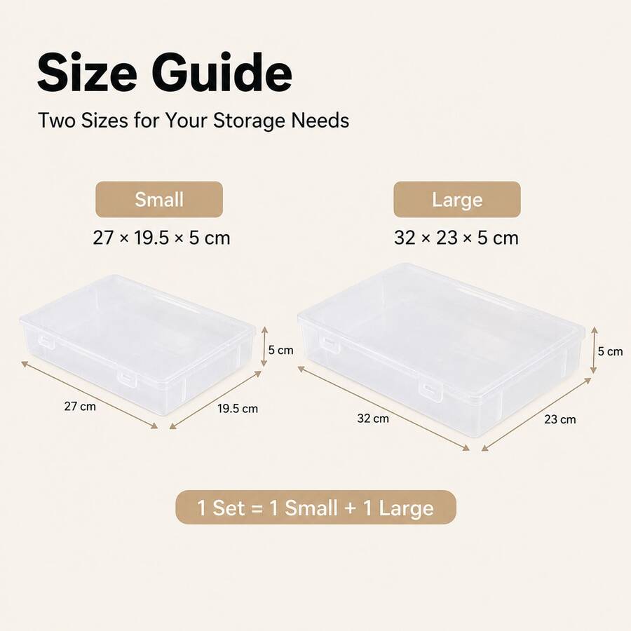 1 Large & 1 Small Stackable Transparent Document Storage Box With Lid, Moisture-Proof For Important Certificates And Files - Sets - View 1