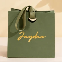 1-100個客製化Logo紋理禮品袋 - 附緞帶 - 豪華紙製手提袋，適用於婚禮、生日、派對 - 可個性化印刷Logo、文字，特殊紙質禮品袋，適合小企業、珠寶、化妝品 - 批發包裝袋 - 彩色 - 查看 56