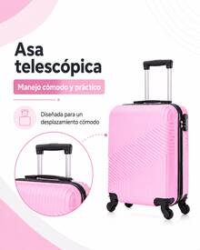 Shoppe house - Maleta de Viaje Cabina, Mediana, Grande, rígida 100% de Polipropileno y ABS, Ruedas Giratorias, Prácticas y Ligeras con Cierre, (52x35x20cm) - Rosa - Ver 4