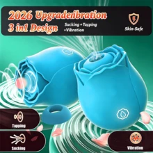 Valentine'S Day Gift: Dual-Purpose Rose Sex Product Simulation Sucking Massage Plus Vibration Stick In One: Multi-Frequency Sucking + Vibration Massage Device Gift With 10Types Of Sucking + Vibration Modes For Women,Purple,Vibrator Christmas GiftA - 新花4 - 查看 3