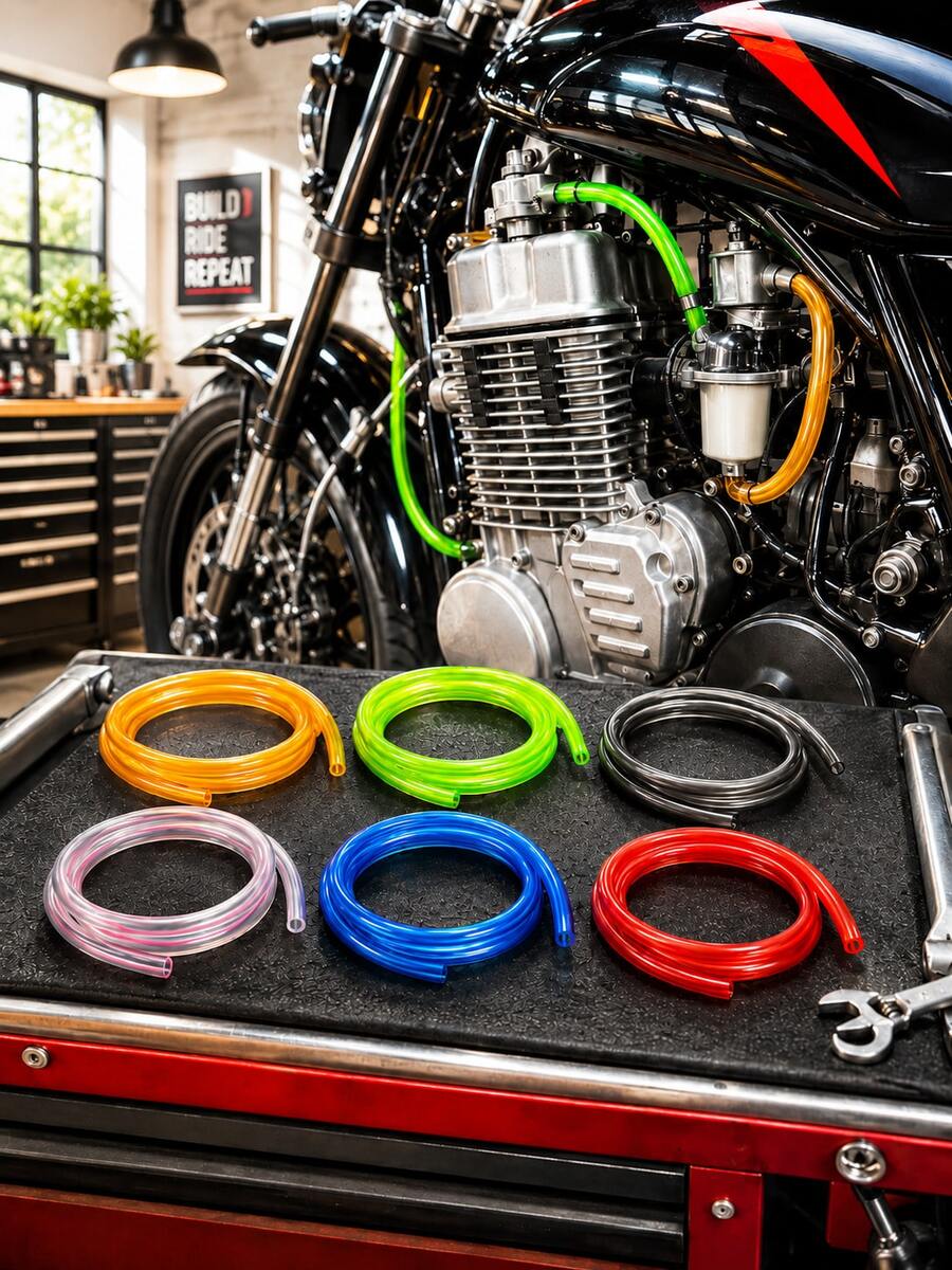 1pc 1m Motorcycle Fuel Hose Line, Gasoline Embedded Pipe Tube, For Mini Motorcycle Off-Road Bike, Green Red Black Orange Blue - A - View 1