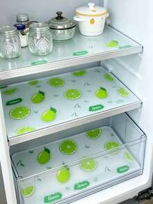 4 Stück wasserdichte Kühlschrankmatten - feuchtigkeitsbeständig, rutschfest, waschbar und wiederverwendbar. Hergestellt aus EVA-Material mit einem neuartigen Zitronenmuster. Geeignet für Kühlschrank und Küchendekoration, Türmatten, personalisierte Geschenke, Küchenutensilien, Werkzeuge, Küchengeräte, Küchenartikel, Sushi, Kochen, Küche, Küchenausstattung, Küchenartikel - Verschiedenfarbig - Übersicht 3