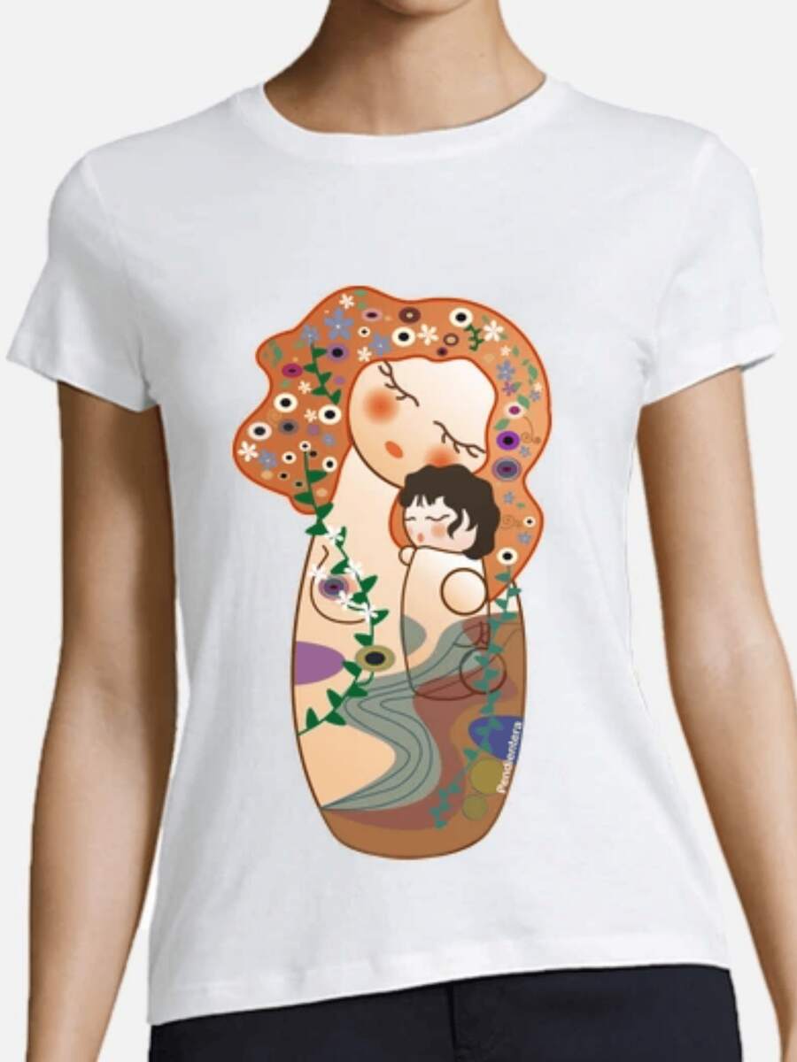 Mother And Child A World Of Floral Beauty And Vibrant Nature, Representing The Strength Of Family Bonds And The Blossoming Of Love In This Uniquely Printed Women's T-Shirt-The Perfect Gift For Modern Moms. - 白色 - 查看 1