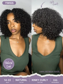 Y WIGS Multi-Texture Curly Miracle Knot Crochet Human Hair 55g 14-22 Inch Durable Tight Wave Pre-Bundled Feather Human Hair Crochet Extensions For Bohemian Braids - Natural Black - View 3