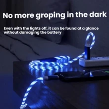 3-In-1 LED Charging Cable (1pc): Type-C, Lightning, Micro USB Interfaces - Multifunctional Charger Suitable For Smartphones, Earphones, E-Readers, Game Consoles, Power Banks And More. Great For Car, Travel And Office Use. - Multicolor - View 5