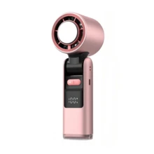Portable Turbo Fan - 5 High-Speed Gears 4000mAh Rechargeable Mini Personal Handheld Fan With Ice Cooling, Summer Travel Essentials, Beach Vacation Gifts For Women And Men - 粉紅色 - 查看 12