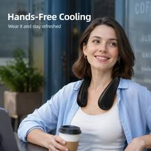 Portable Neck Fan With 44 Air Outlets, Rechargeable Hands-Free Wearable Fan With Dual Turbo Motors, 3 Speeds Quiet Bladeless-Style Cooling Fan For Office Travel Commuting Outdoor - màu đen - Xem 2