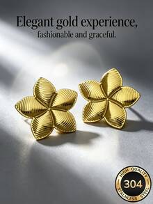 Elegant Gold-Plated Earrings - Stainless Steel Hypoallergenic Studs, Nickel-Free Matte Design, Bold Women's Gold-Plated Studs, Lightweight Elegant Floral Studs, Vintage Jewelry Ball Gift, Fashion Unique Pendant Studs, Women's Gold-Plated Earrings, Exquisite Hypoallergenic Studs, Perfect Fashion Jewelry And Party Gift - Multicolor - View 7
