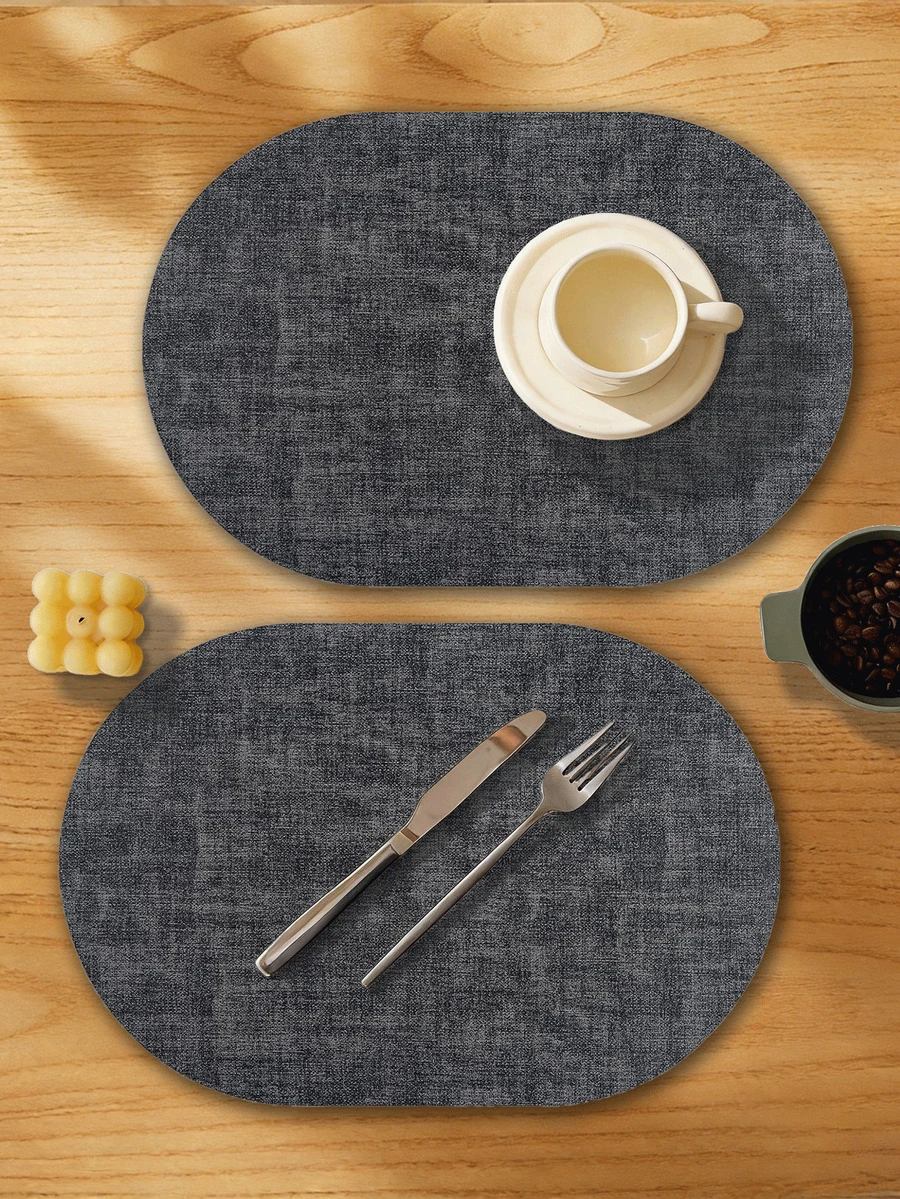 2/4/6pcs Washable Heat-Resistant Non-Slip Waterproof Oval Faux Leather Placemats, Suitable For Indoor And Outdoor Use