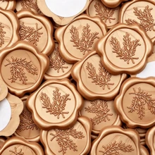 25 PCS Rosemary Pattern Self-Adhesive Wax Seal Stickers For Gifts Wedding Invitation Envelope Sealing-Bronze - Rosemary-bronze - View 1