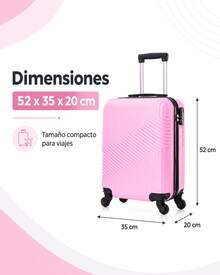 Shoppe house - Maleta de Viaje Cabina, Mediana, Grande, rígida 100% de Polipropileno y ABS, Ruedas Giratorias, Prácticas y Ligeras con Cierre, (52x35x20cm) - Rosa - Ver 2