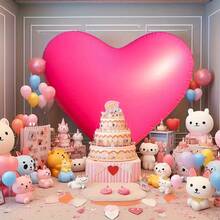 1pc 60 Inch Extra Large Pink Heart-Shaped Foil Balloon, Suitable For Wedding, Valentine's Day, Birthday, Mother's Day - Party Celebration Decoration, Holiday Atmosphere Enhancer, Romantic Wedding Decor - View 5