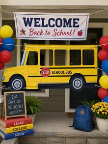 1 buah - Perlengkapan Foto Booth Bus Sekolah untuk Kembali ke Sekolah, Spanduk Latar Belakang Siluet Bus Sekolah Kuning, Dekorasi Pesta Kembali ke Sekolah, Latar Belakang Booth Foto Besar, Cocok untuk Ruang Kelas, Rumah, Perlengkapan Pesta Siswa dan Guru - Beraneka warna - View 8
