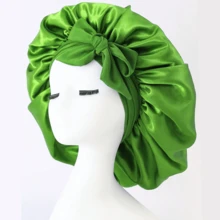 ZTZI Bowknot Satin Hair Bonnet For Sleeping, Adjustable Turban Headwrap, Soft Silk Hair Care Cap For Women With Curly Hair, Solid Color Casual Polyester Bonnet For Daily Wear, All Seasons - DM Bow Round Hat - View 22