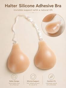 1 pieza Sujetador Push-Up, Material de Silicona, Tirantes Invisibles, Adecuado para Vestido de Novia, Vestido de Noche, Top con Hombros Descubiertos, Camiseta de Tirantes, Vestido Ajustado, Top Transparente, Conjunto de Camisola, Fiesta de Novia, Viaje, Fiesta, Fiesta de Cóctel, Boda, Cena Formal, Evento de Caridad, Ceremonia de Graduación, Noche de Cita, Brunch, Festival de Música y Otras Ocasiones - Albaricoque - Ver 3