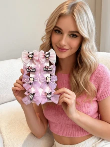 Miniso Hair Clips Set 8Pcs Bow Pearl Tassel Mesh Details Cute Adorable Secure Hold No Pulling Lightweight Convenient Practical Easy To Use For Women Adults Daily Wear Party School Cosplay Gift Includes Side Bangs Clips Hair Pins Barrettes - Style2 - View 2