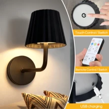 1pc/2pcs Remote Control LED Wall Light, Modern LED Wall Light With Touch, LED Wall Mounted Night Light, Dimmable, Timed, 3 Color Temperature Rechargeable Wall Lights, Suitable For Bedrooms, Living Rooms, Corridors (1800mAh) - USB - View 5