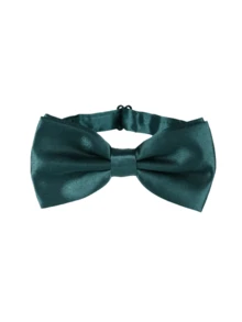 1PC Men's Solid Color Bow Tie, Double Layer Polyester Bow Tie For Groom, Groomsman, Host, Server - Dark Green - View 2