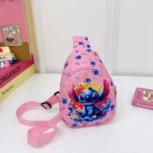Official Embroidered Pattern Crossbody Bag - Bright Pink, Must-Have For Fans - Compact Multifunctional Shoulder Bag With Front Zipper Pocket, Hands-Free, Ideal Travel Companion - Quality Fabric, Versatile For Daily Use, Featuring Lilo And Stitch Classic Designs - Multicolor - View 9