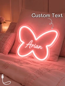 1pc Customized Butterfly LED Neon Sign, Personalized Name USB Wall Light, Girl Bedroom Decor, Aesthetic Room Gift, Party Neon Light - Multicolor - View 3