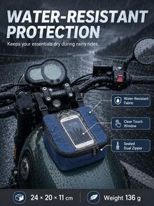 Bolsa de tablero para motocicleta y eléctrica con navegación de pantalla táctil, bolsas de almacenamiento duraderas para motocicleta, almacenamiento al aire libre para teléfono, llaves, artículos esenciales de motocicleta - Montaje en el manillar para al conducir, diseño elegante y resistente - B - Ver 6