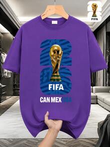 FIFA World Cup Authorization 2026 World Cup Soccer Themed Series Casual Tee - Outdoor Tee For Casual Wear, Ideal For Casual Daily Wear. 2026 World Cup - 紫丁香色 - 查看 3