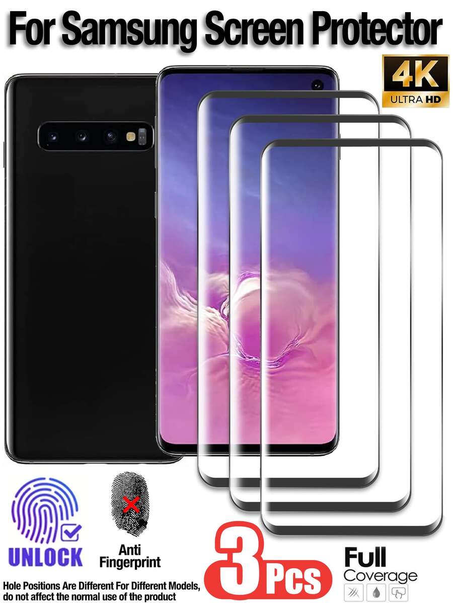 Yezodawee 3片裝三星Galaxy S系列高畫質螢幕保護貼,支援0.2秒指紋解鎖,適用於三星Galaxy S25 Ultra/S25+/S25/S24 Ultra/24 Plus/24/23/22/21,高畫質鋼化玻璃,全螢幕覆蓋,防指紋、防摔、防刮、無氣泡,生日、家人、朋友的絕佳禮物,手機配件 - 無色 - 查看 1