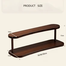 2-Tier Wooden Countertop Storage Rack - Non-Slip Space-Saving Shelf, Suitable For Small Spaces, Multi-Functional Organizer For Cosmetics, Spices, Bottles, Jars And Baskets, Bathroom Storage Rack, Kitchen Countertop Organizer, Desktop Cup Holder, Decorative Shelf - Coffee Brown - View 3