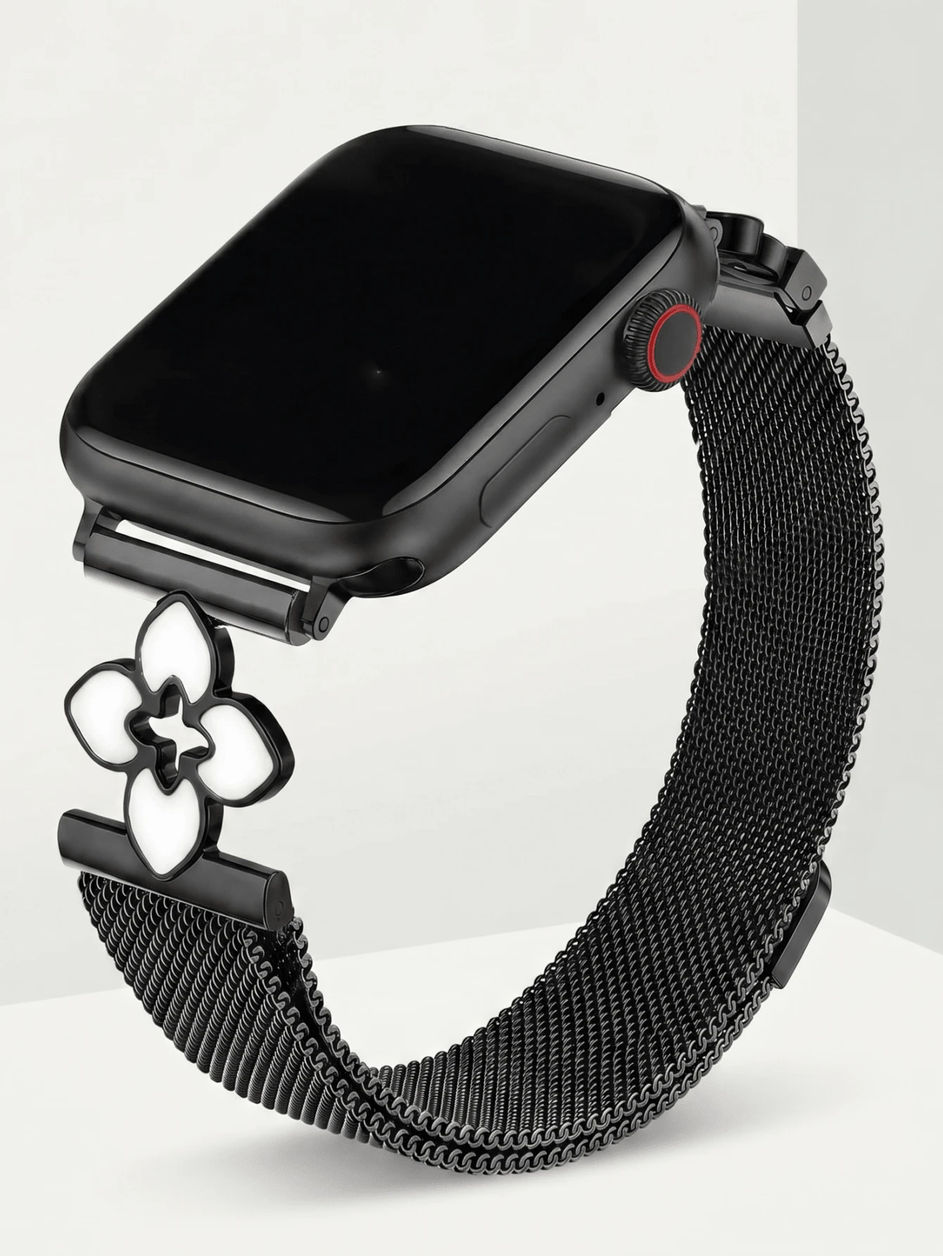 1pc Fashion Milan Stainless Steel Magnetic Clasp Watch Band, Compatible With Apple Watch 44mm 40mm 41mm 45mm 42mm 46mm 38mm Ultra 2 49mm, Luxury Metal Strap, Fits Series 11 10 9 8 7 SE 6 5 4 3 2 1, Smartwatch Band For Women - Black - View 1